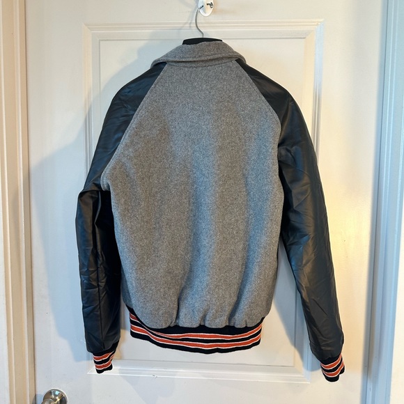 Vintage Letterman Varsity JROTC H Wool & Faux Leather Grey/Black/Orange Bomber,S - Picture 9 of 10